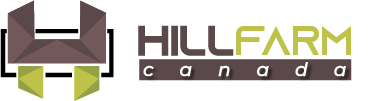 Logo of Hill Farm Canada featuring a geometric design with shades of brown and green, emphasizing agriculture and nature.